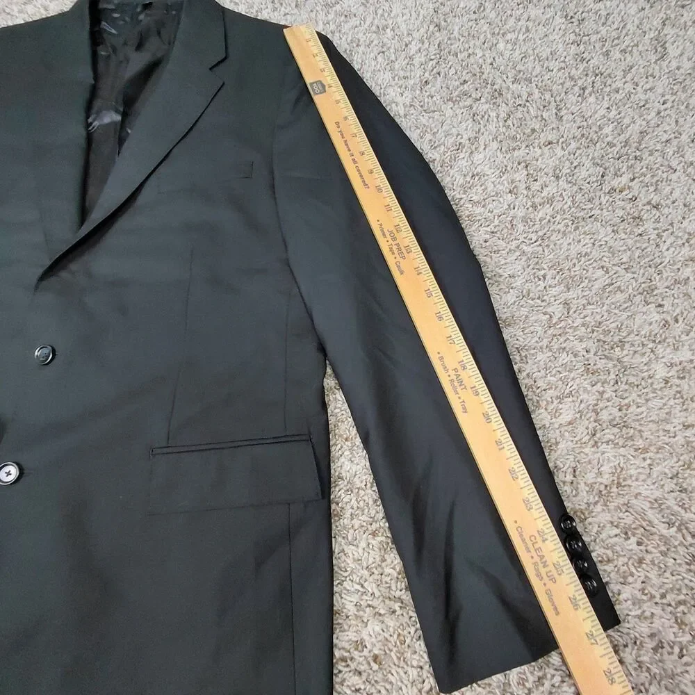 J. Crew Loro Piana Blazer Mens 44L Black Two Button Superfine Wool Sport READ